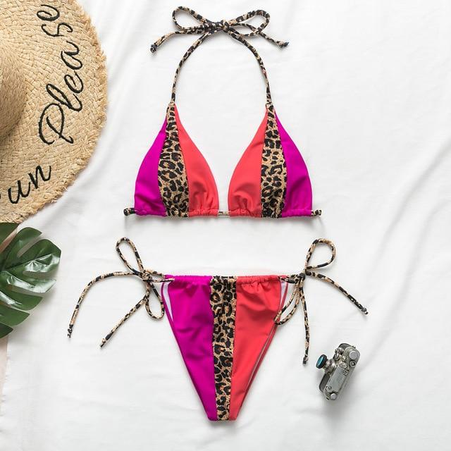 Patchwork Animal Print Micro Bikini Set