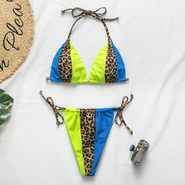 Patchwork Animal Print Micro Bikini Set