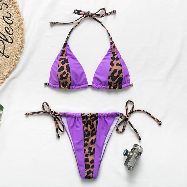 Patchwork Animal Print Micro Bikini Set