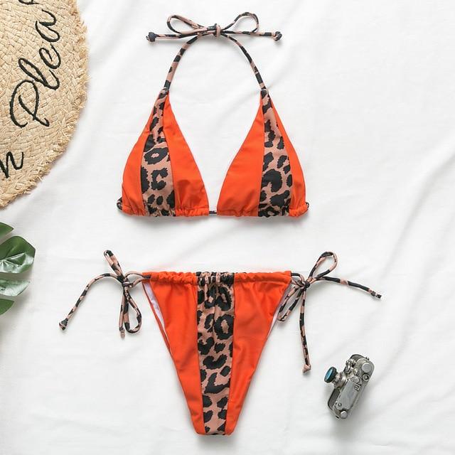 Patchwork Animal Print Micro Bikini Set