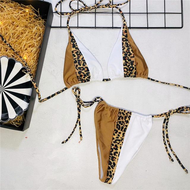 Patchwork Animal Print Micro Bikini Set