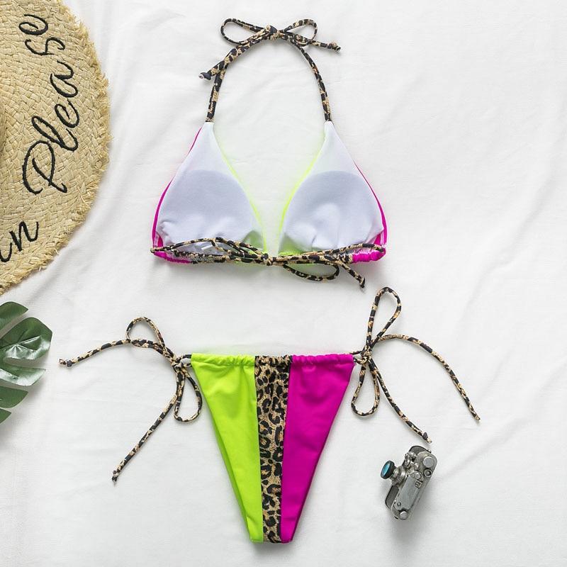 Patchwork Animal Print Micro Bikini Set