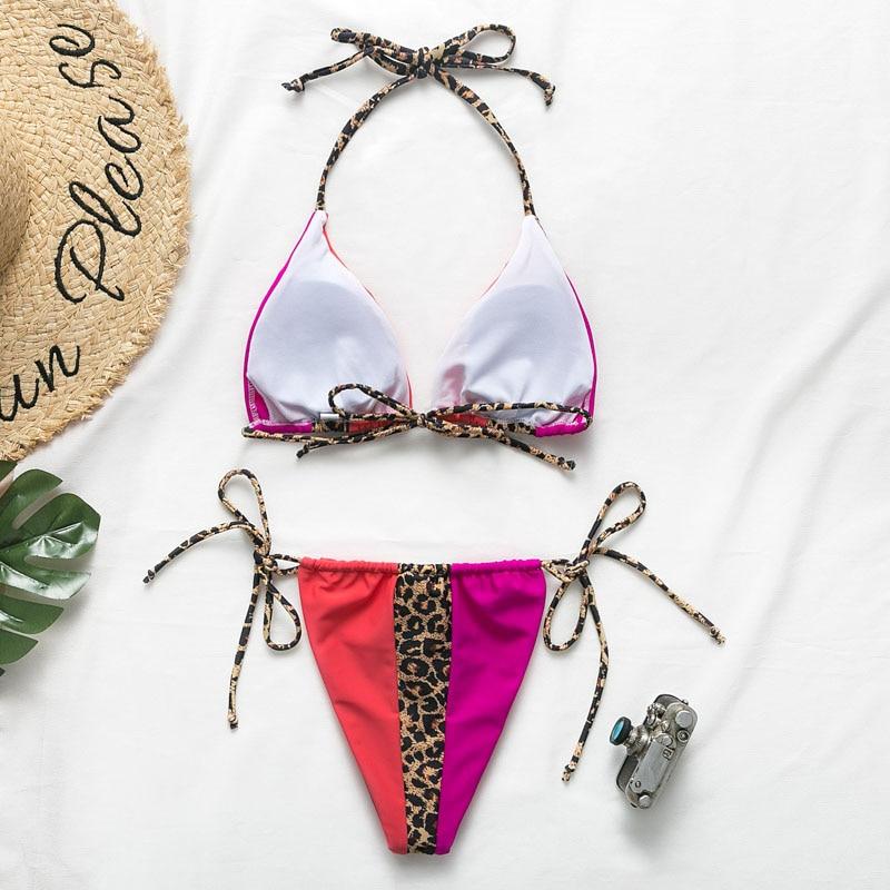 Patchwork Animal Print Micro Bikini Set