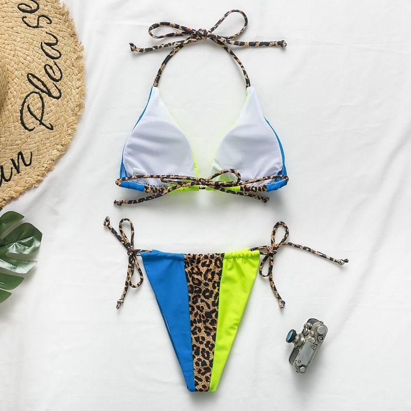 Patchwork Animal Print Micro Bikini Set