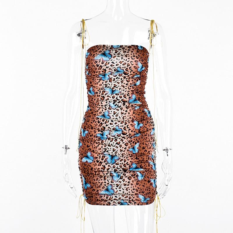 Leopard Butterfly Backless Slip Dress