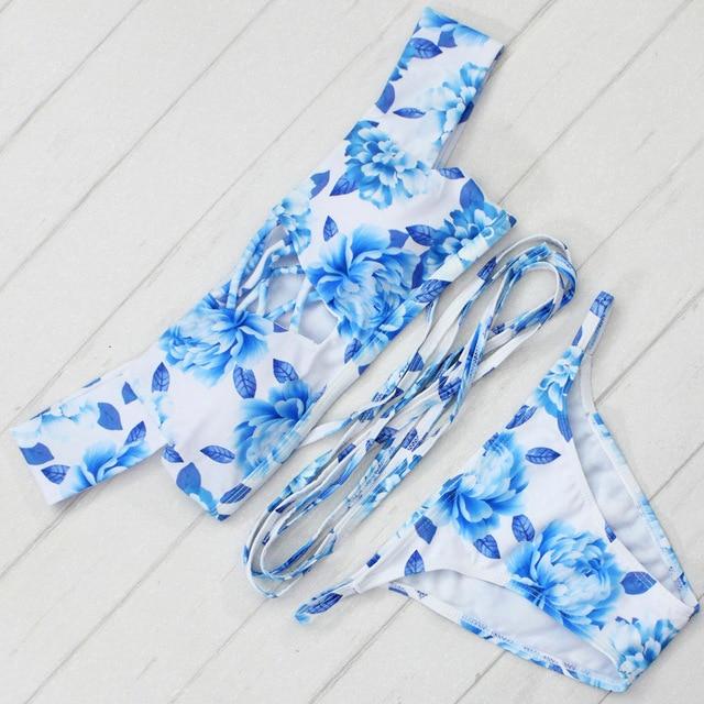 Blue Floral Bikini Set