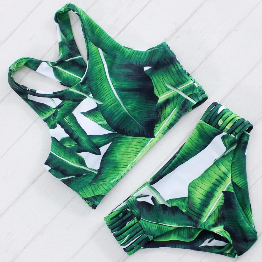 Tropical Green Halter Bikini Set