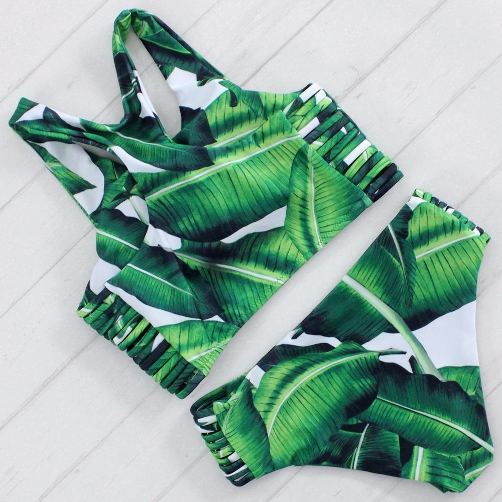 Tropical Green Halter Bikini Set