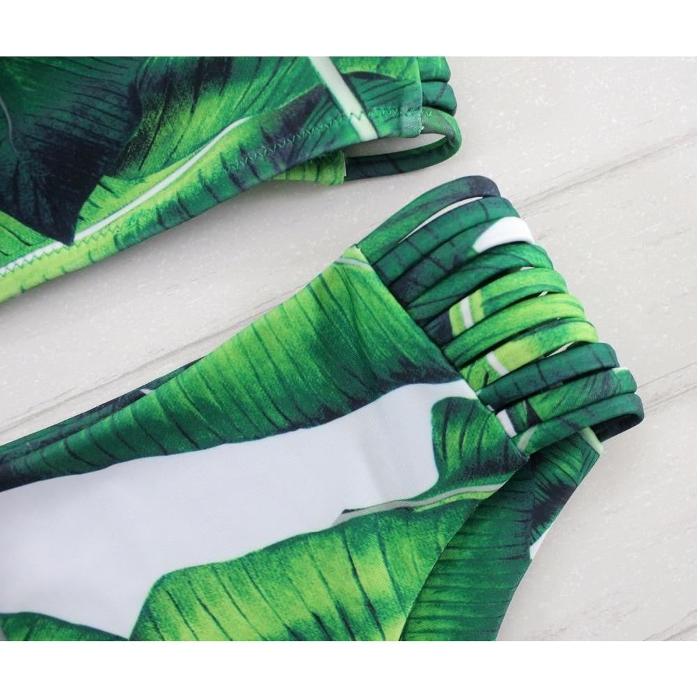 Tropical Green Halter Bikini Set