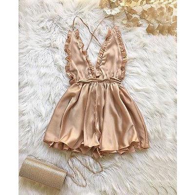 Kyla Ruffled Satin Romper