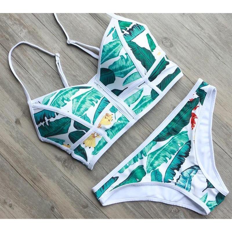 Emerlinda Green Leaf Bikini Set