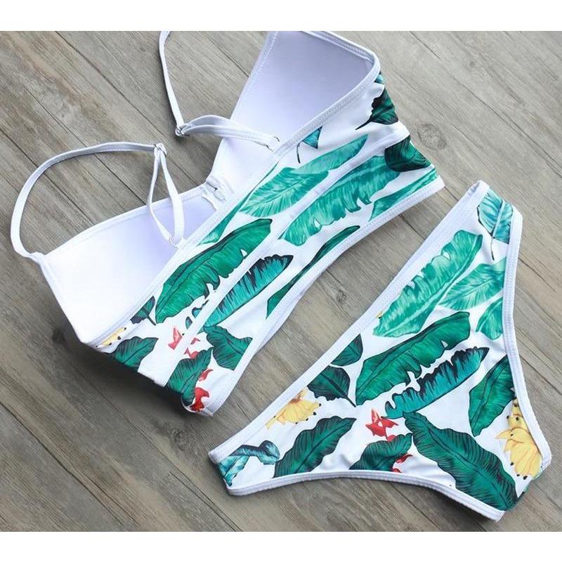 Emerlinda Green Leaf Bikini Set