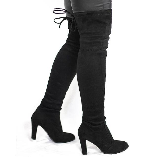 Selene Faux Suede Over The Knee Booties