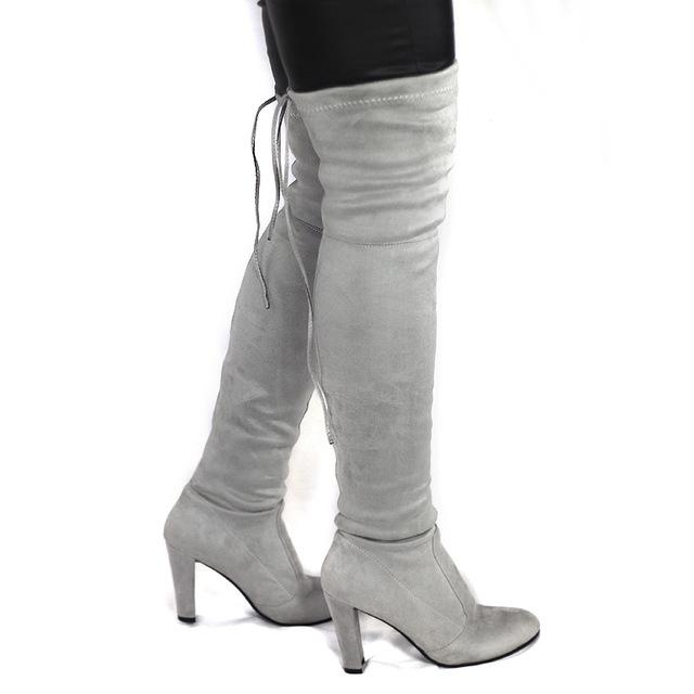 Selene Faux Suede Over The Knee Booties