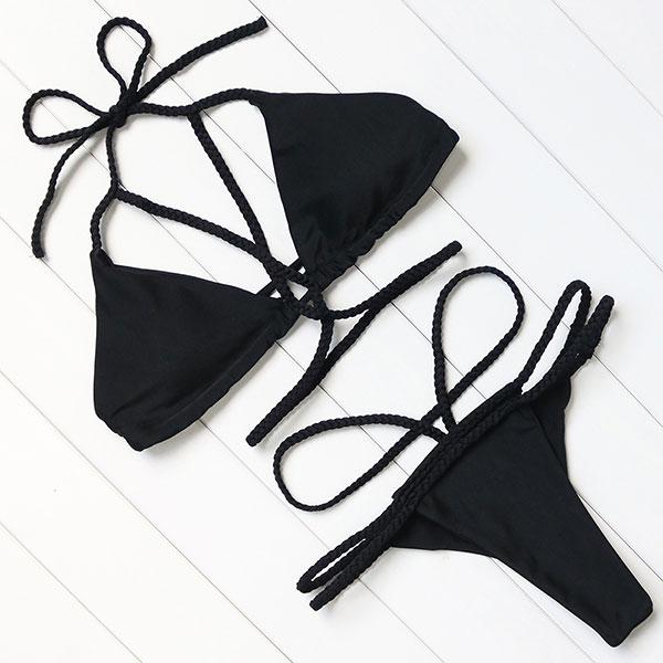 Strappy Threaded Bikini Set