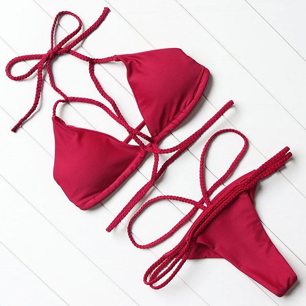 Strappy Threaded Bikini Set