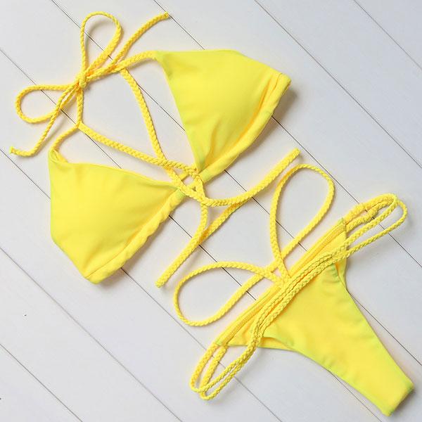 Strappy Threaded Bikini Set