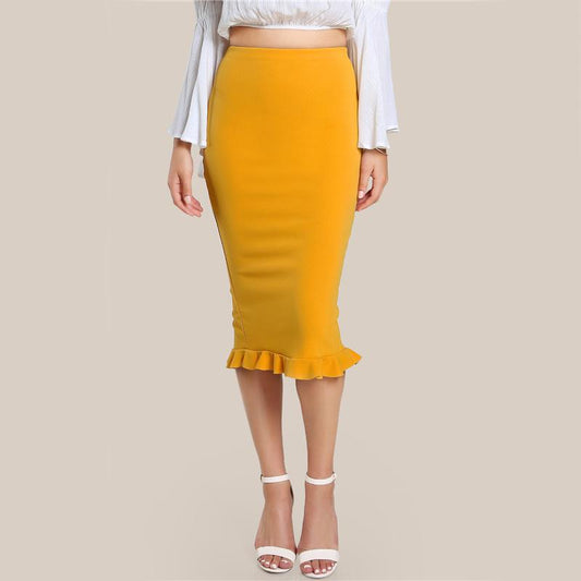 Ollie Yellow Back Slit Skirt