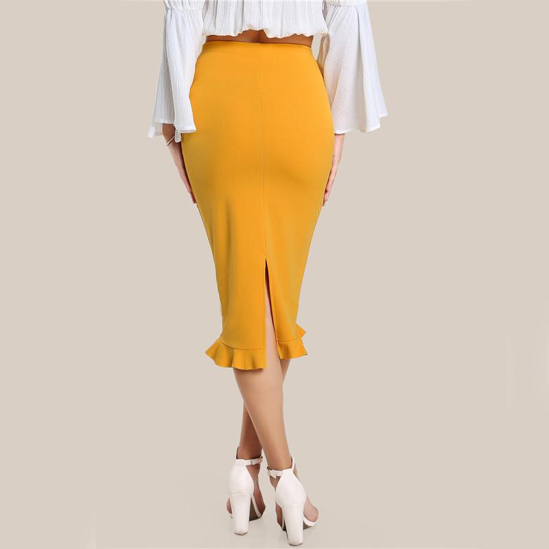 Ollie Yellow Back Slit Skirt