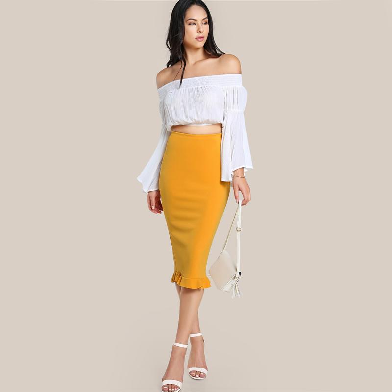 Ollie Yellow Back Slit Skirt