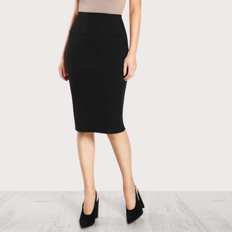 Galle Long Black Pencil Skirt