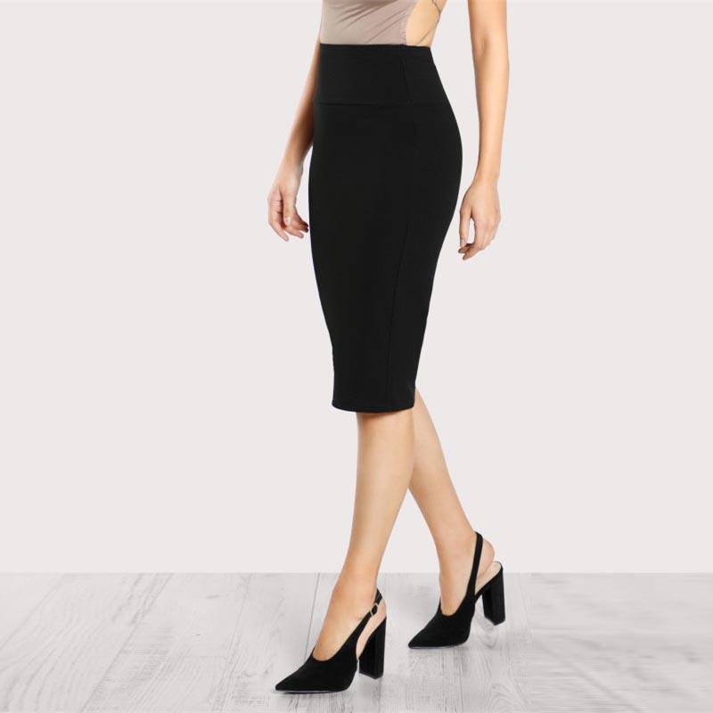 Galle Long Black Pencil Skirt