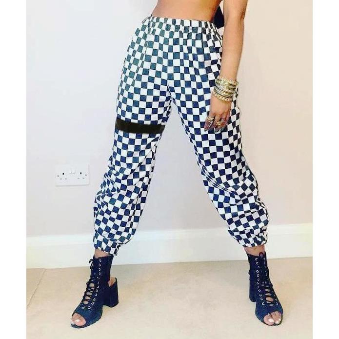 Checkerboard High Waist Joggers