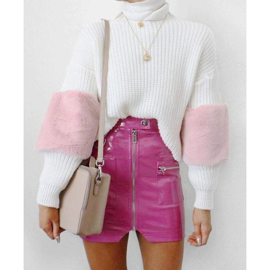 Celeste Pink Leather Skirt