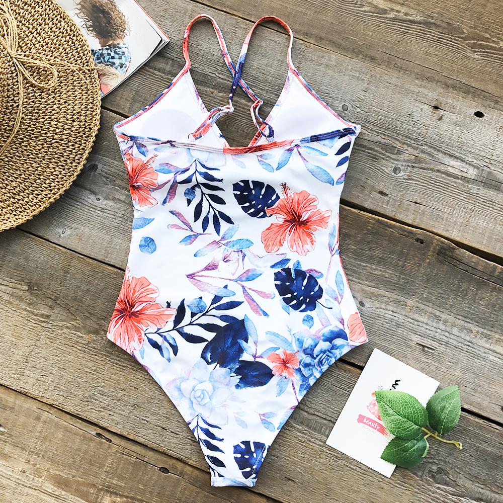 Cloudy Sphere Floral Print One Piece Swimsuit