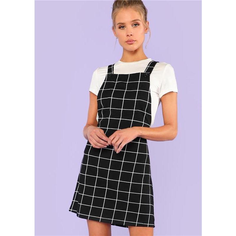 Vois Grid Overall Dress