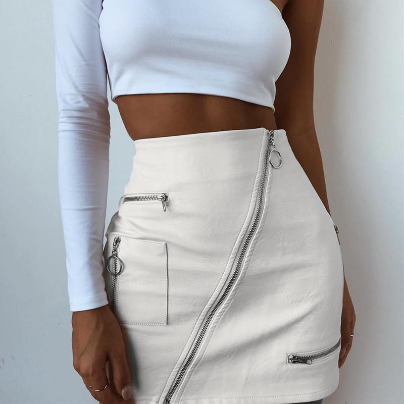 Bellissa Leather Zip Up Skirt