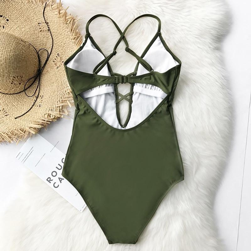 Lace Splicing Open Back One Piece Swimsuit