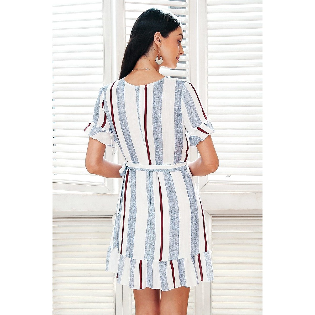 Luisa Stripe Dress with Ruffles