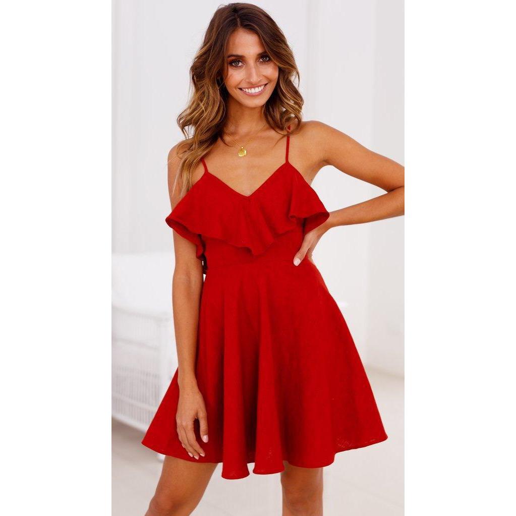 Antonia Red Flowy Dress