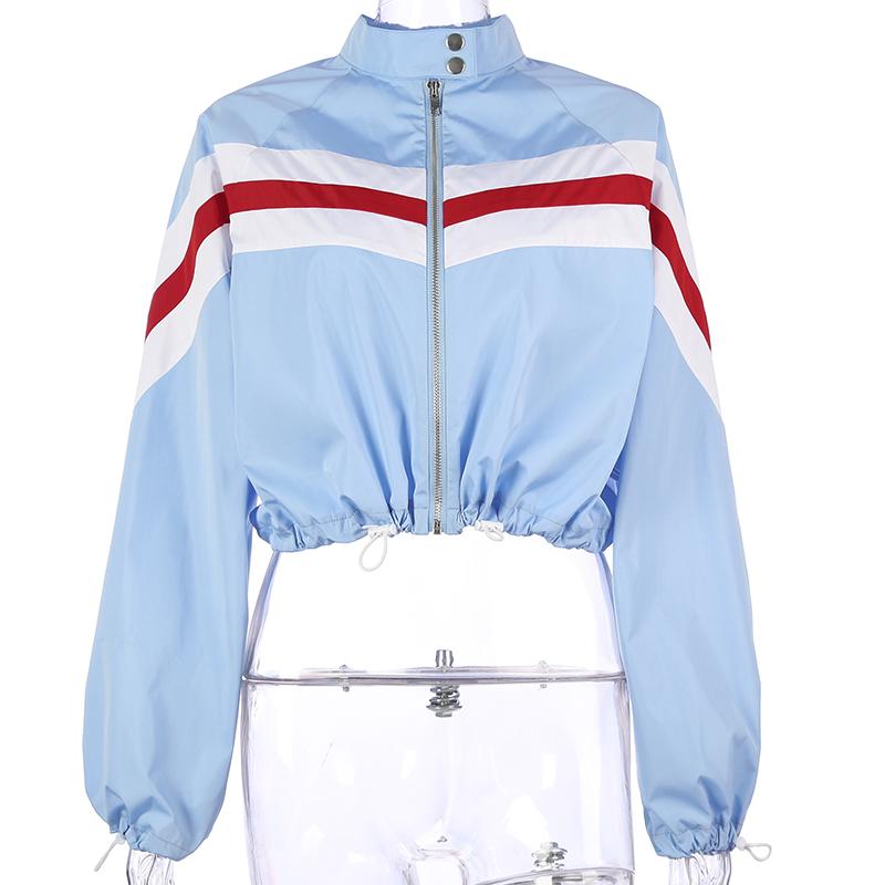 Cadyna Baby Blue Stripe Crop Top Jacket