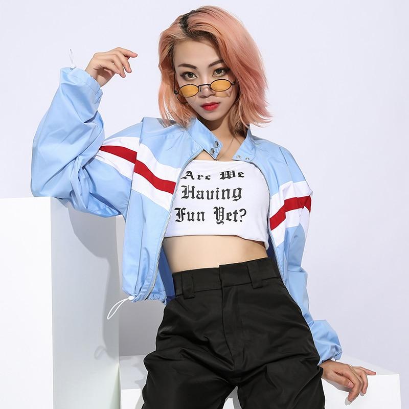 Cadyna Baby Blue Stripe Crop Top Jacket