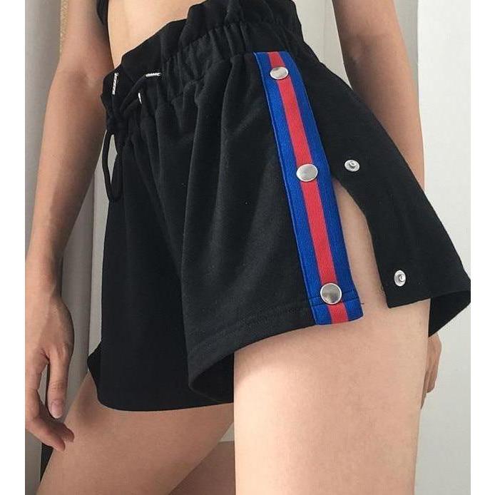 Auria High Waist Side Button Shorts