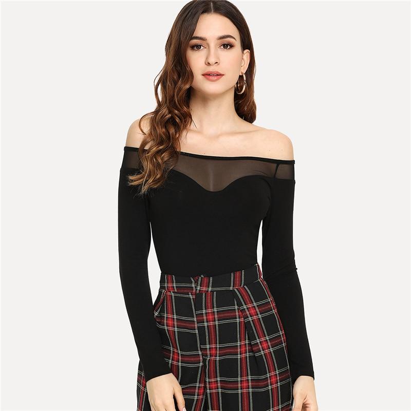 Kayla Off Shoulder Mesh Top