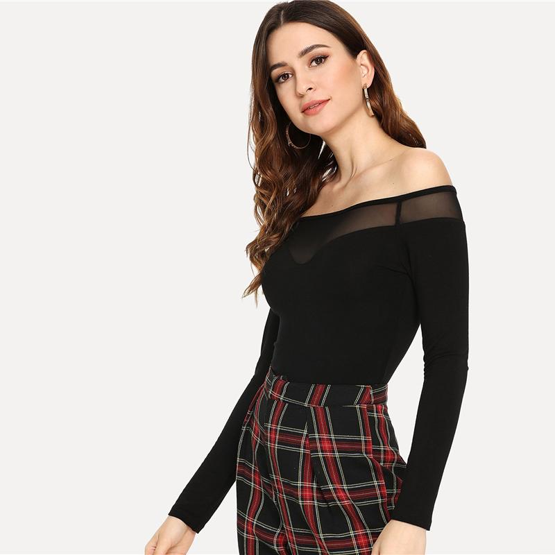 Kayla Off Shoulder Mesh Top