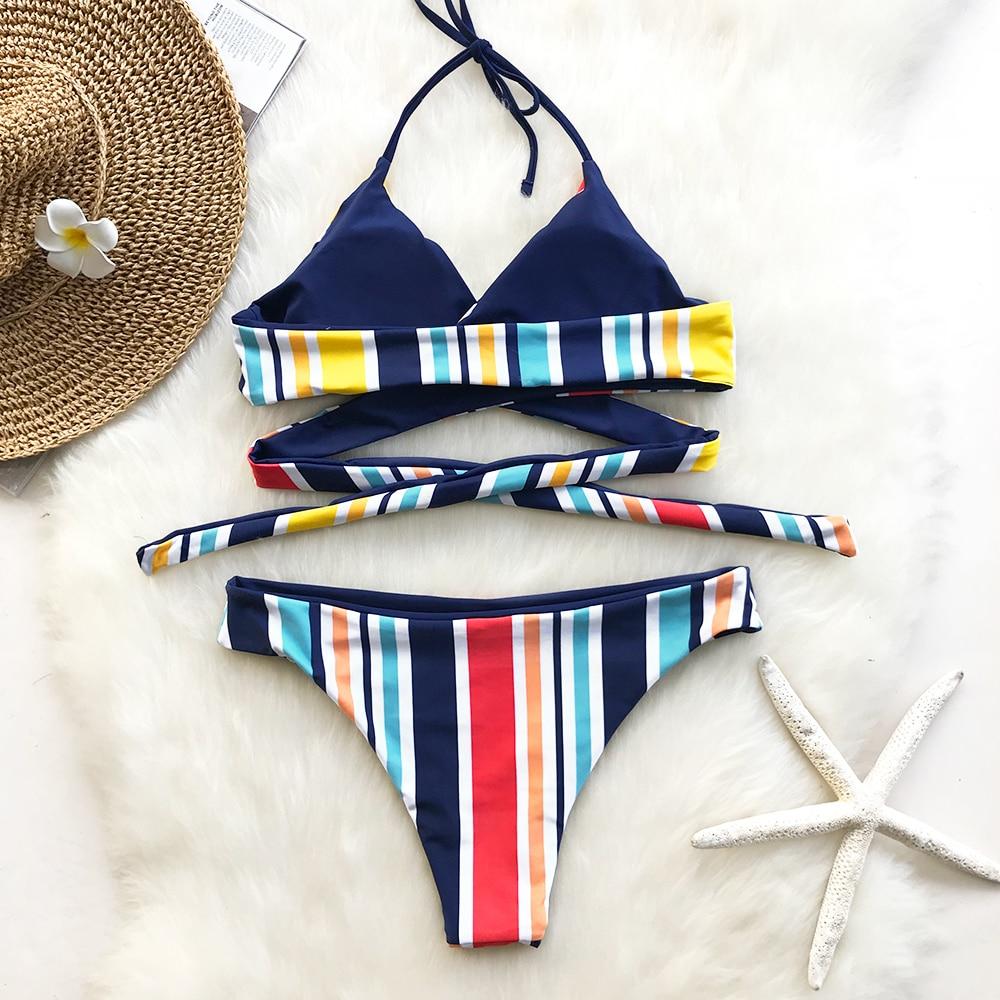 Never Enough Stripes Reversible Bikini Set