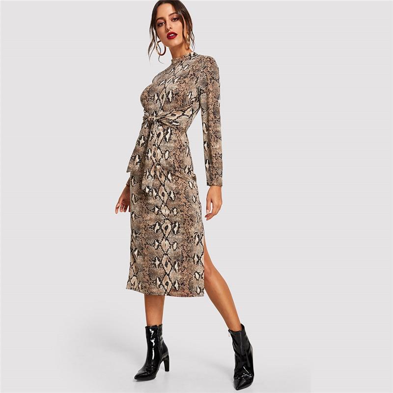 Gina Long Snake Print Dress