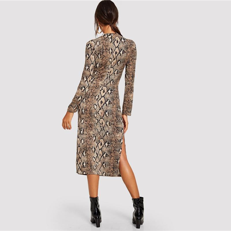 Gina Long Snake Print Dress