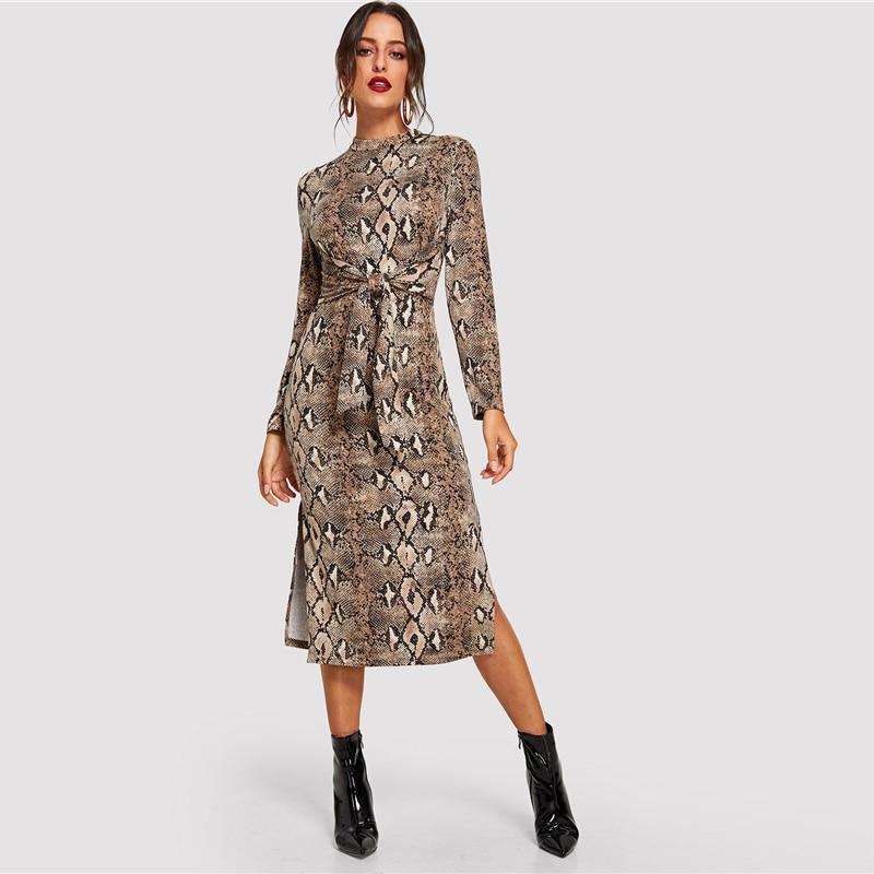 Gina Long Snake Print Dress