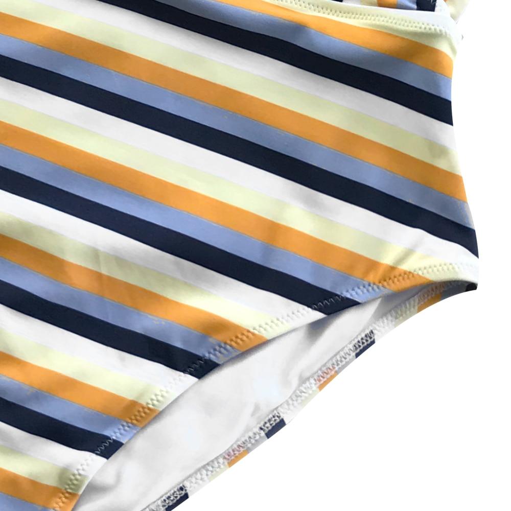 Blue And Yellow Stripe One Piece Swimsuit