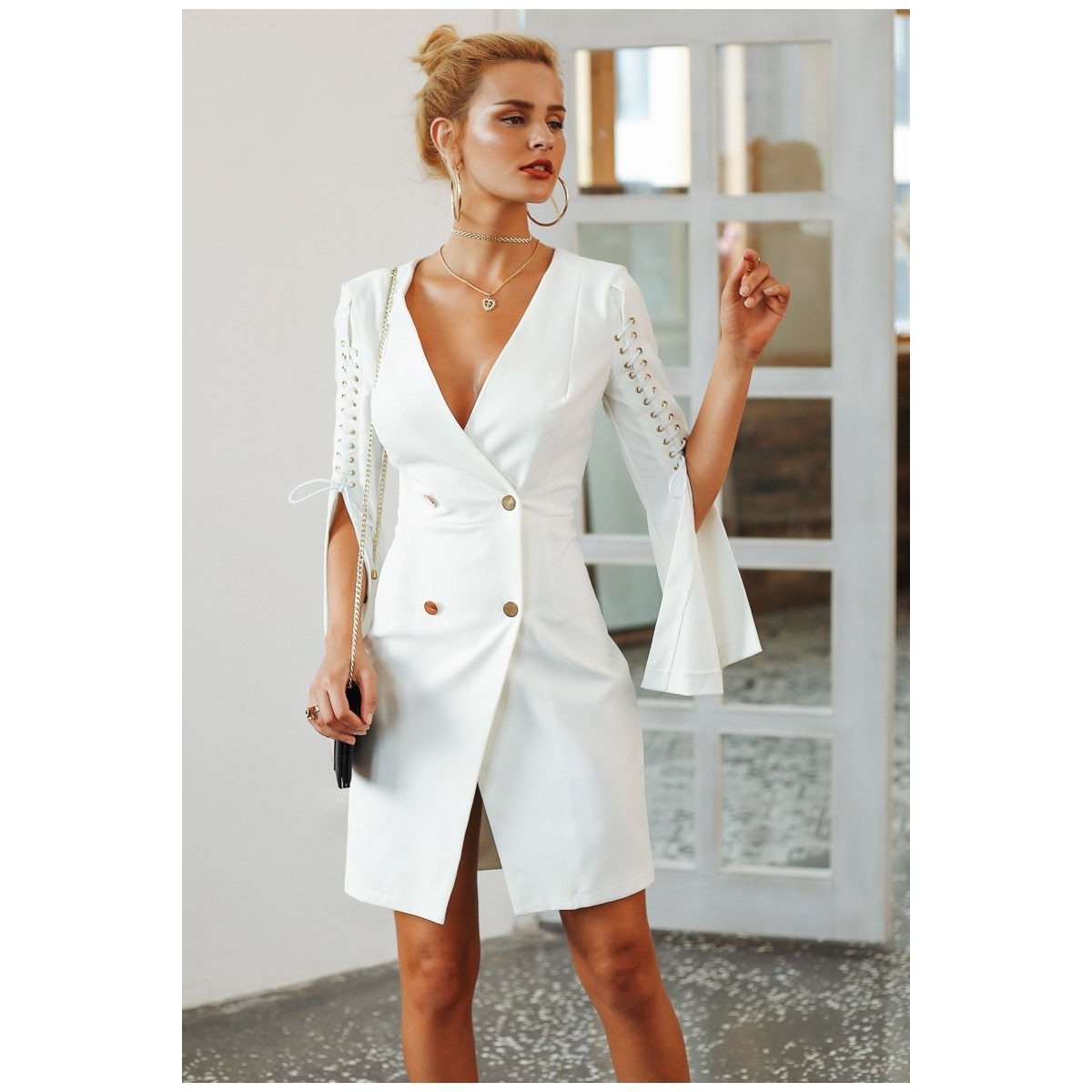 Tilla White Split Dress