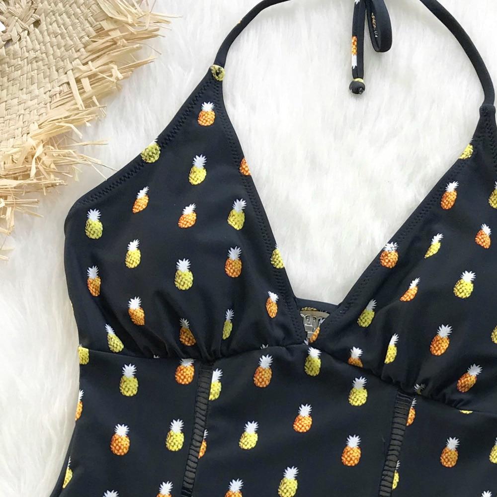 The Pineapple Print Halter One Piece Swimsuit