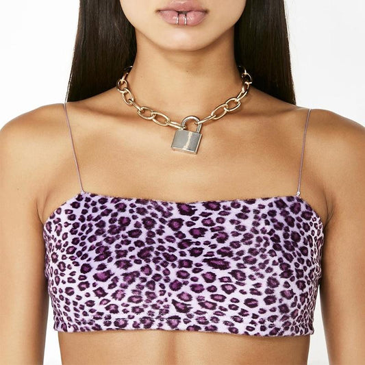 Leopard Print Spaghetti Strap Cami Top