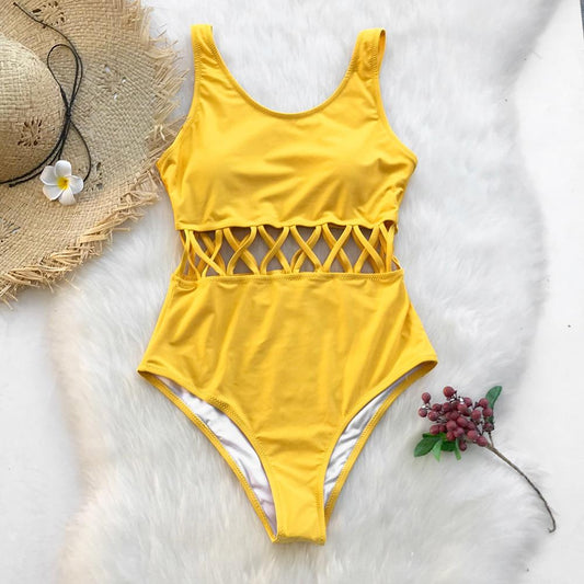 The Yellow Cutout One Piece Swimsuit