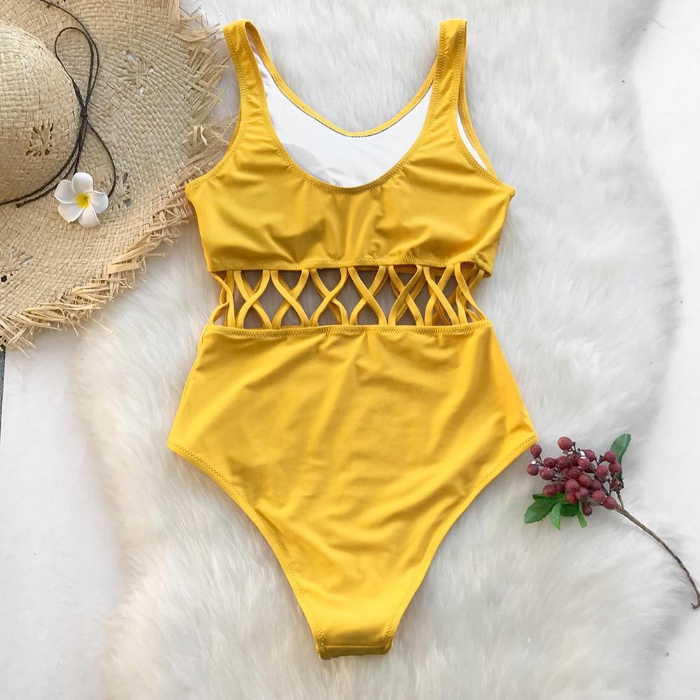The Yellow Cutout One Piece Swimsuit