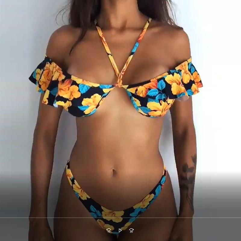 Telina Ruffled Strappy Bikini Set